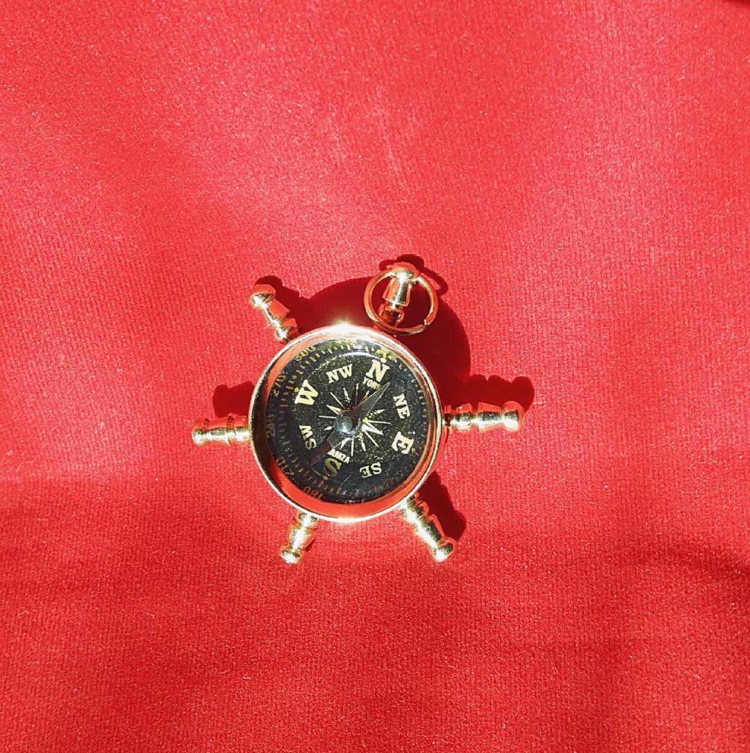 Brass Compass Keychain 1