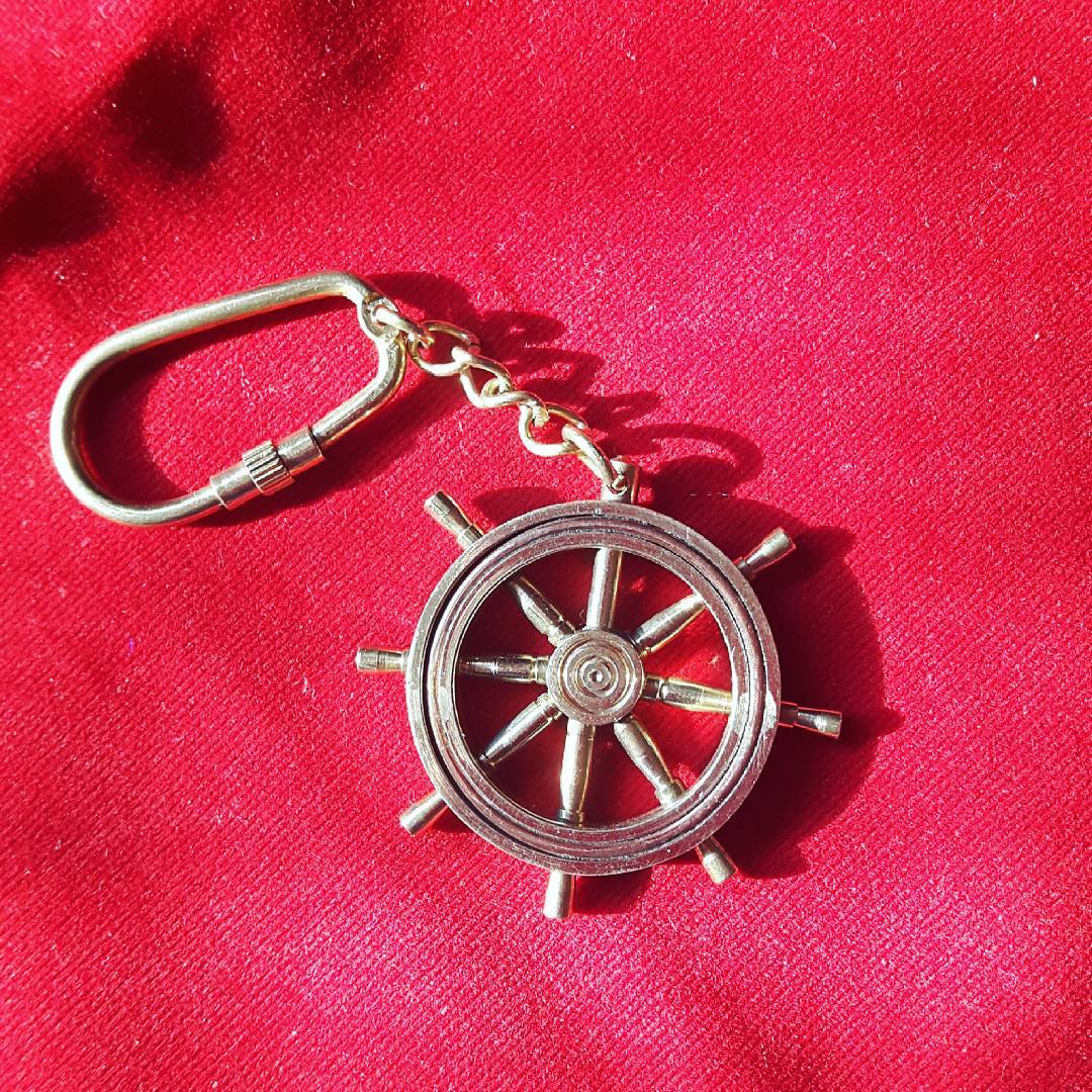 Brass Ship Wheel Keychain 1